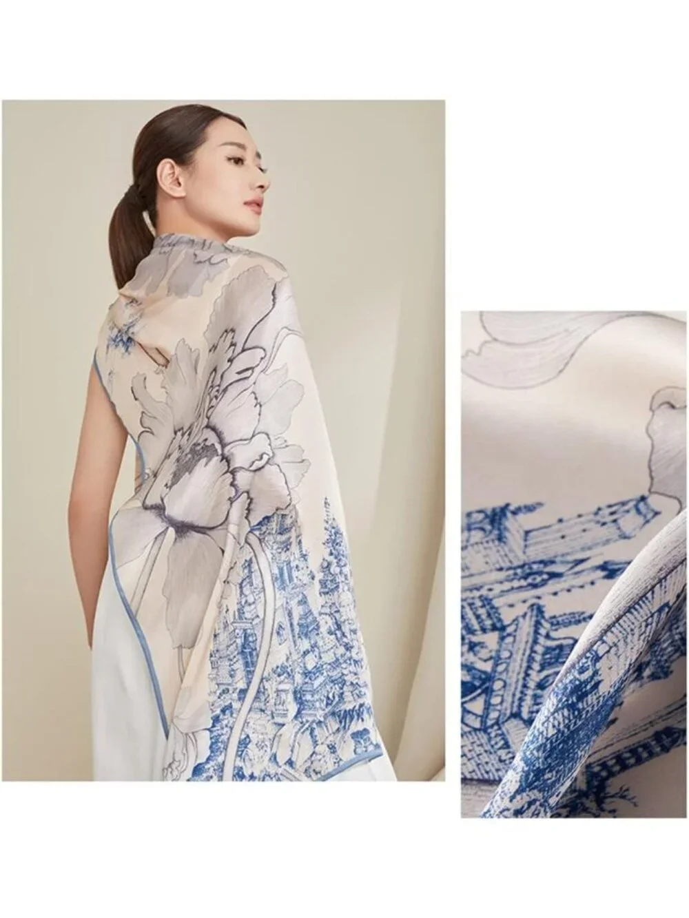 Luxurious 100% Mulberry Silk Long Scarf for Women - Large Oblong Wrap